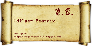 Móger Beatrix névjegykártya
